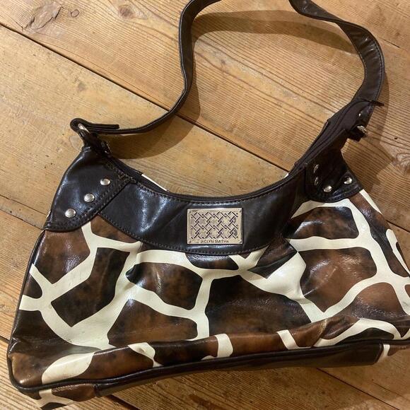 Jaclyn Smith Giraffe Print Leather Purse - Picture 1 of 7